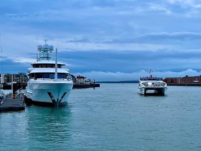 superyacht in portsmouth harbour today